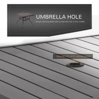 Outsunny 5pc Patio Garden Table Set Outdoor Furniture Dining Set w/ Metal Slat Finish and 1.75" Umbrella Hole for Backyard Porch, Grey(m-6)