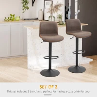 HOMCOM Bar Stools Set of 2, Swivel Counter Height Bar Stools with Adjustable Height and Footrest, PU Leather Upholstered Kitchen Stool for Breakfast Bar, Brown(m-4)
