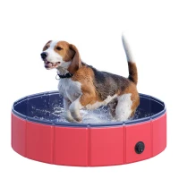 PawHut Foldable Pet Swimming Pool, Portable Dog Bathing Tub, 12" x 63" Plastic Large Dog Pool for Outdoor Dogs and Cats(m-11)