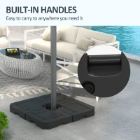 Outsunny Offset Umbrella Base Weight Set, Fillable Outdoor Umbrella Weights, 175 lb. with Water or 230 lb. with Sand, Black(m-8)
