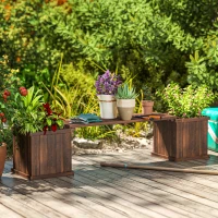 Outsunny Garden Planter with Raised Garden Bed Bench for Patio Park, 69.25" x 15" x 15.75", Carbonized(m-7)