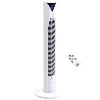 HOMCOM 38 Inch Tower Fan for Bedroom Cooling, 70°Oscillating Fan with 3 Speeds, 12H Timer, and Remote Control, Standing Floor Fan for Home Office, White(m-1)