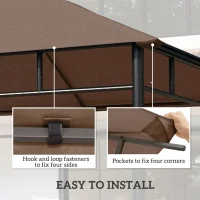 Outsunny 10' x 10' Square Gazebo Canopy Replacement UV Protected Top Cover Sun Shade Coffee(m-5)