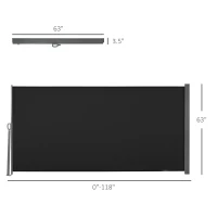 Outsunny 118" x 63" Side Awning, Retractable Privacy Screen & Driveway Guard, Instant Outside Screen, Wall, or Fence, Side Shade and Wind Block for Indoor Outdoor, Garden, Black(m-3)