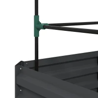 Outsunny Galvanized Planter Box, 24" x 24" x 55" Raised Garden Bed with Tomato Cage for Climbing Vines, Dark Gray(m-9)