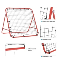 HOMCOM Volleyball Rebounder Net Football Training Aid Kickback Target Play Red(m-7)