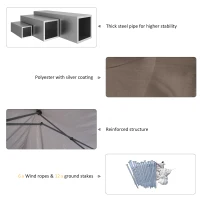 Outsunny 10' x 19' Pop Up Canopy with Easy Up Steel Frame, 3-Level Adjustable Height and Carrying Bag, Sun Shade Event Party Tent for Patio, Backyard, Garden, Brown(m-7)