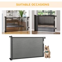 PawHut Retractable Pet Gate w/ Single Hand Operation, for Stairs, Doorways, Hallways - Black(m-6)