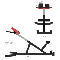 Soozier Roman Chair Back Extension Machine, Height Adjustable Hyperextension Bench with Dip Bars, Multi-Functional for Back, Core, Arms and Whole-Body Training, Black(m-3)