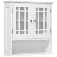 kleankin Modern Wall Mount Bathroom Cabinet, Storage Organizer with 2 Door Cabinet and Open Shelf, White(m-2)