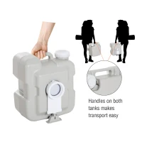kleankin Outdoor Portable Travel Toilet Detachable Flushable Tank Easy to Use 3 Way Pistol for Camping Hiking Boating Roadtripping 5.3 Gallon (20L)(m-9)