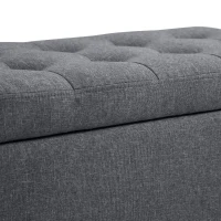 HOMCOM Storage Ottoman Bench, Linen Upholstered Bench with Tufted Design(m-10)