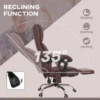 Vinsetto Executive Massage Office Chair with 4 Vibration, Computer Desk Chair, PU Leather Heated Reclining Chair with Adjustable Height, Swivel Wheels, Brown(m-7)