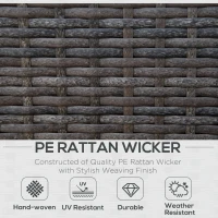 Outsunny 4 Pieces Patio Furniture Set, All Aluminum Frame Outdoor Sofa Set PE Rattan Sofa with 2 Cushioned Sofas, 1 Loveseat and Coffee Table with Tempered Glass Top for Garden, Backyard, Black, Grey(m-4)