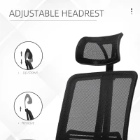 Vinsetto High Back Mesh Chair Office Task Chair with Adjustable Height, Headrest, Arm, Lumbar Back Support, Black(m-7)