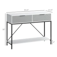 HOMCOM Modern Console Table with 2 Drawers and Open Shelf, Sofa Table for Entryway, Living Room and Hallway, White(m-3)
