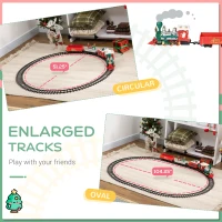 Qaba Electric Train Set for Kids, Battery-Powered Christmas Train Toy Set with Sounds & Lights, Classic Toy Train Set with Gifts Box for 3-8 Years Old Boys Girls, Red(m-4)
