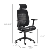 Vinsetto Ergonomic Mesh Office Chair, Reclining High Back Desk Chair with Adjustable Headrest & Armrests, Wheels, Swivel Computer Task and Gaming Chair, Black(m-3)