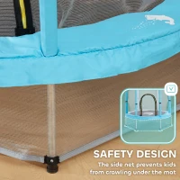 Qaba 4.6FT Toddler Trampoline w/ Safety Net, Recreational Trampoline for Indoor Outdoor, Dolphin Pattern, Light Blue(m-7)
