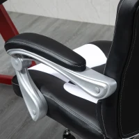 HOMCOM High Back Office Chair, Executive Racing Gaming Chair, Adjustable Recliner with Removable Headrest Pillow for Office, White and Black(m-9)