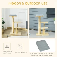 PawHut 31" Cat Tree Kitty Activity Center Pinewood Cat Climbing Toy Indoor Outdoor Pet Furniture with Jute Scratching Post Perch Cushion Natural(m-5)