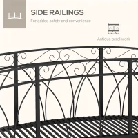 Outsunny 8' Metal Arch Garden Bridge Arc Footbridge with Guardrails and Decorative Scrollwork, Black(m-4)