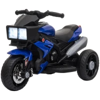 Aosom Kids Electric Pedal Motorcycle Ride-On Toy 6V Battery Powered w/ Music Horn Headlights Motorbike for Girls Boy Blue(m-11)