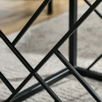 HOMCOM Modern End Table, Accent Side Table with Metal Frame for Living Room, Black(m-8)