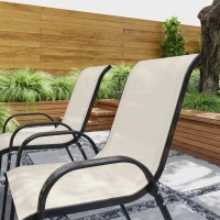 Outsunny Set of 4 Outdoor Dining Chairs, Stackable Patio Chairs with High Back, Breathable Mesh Seat for Garden Lawn, Beige(m-7)