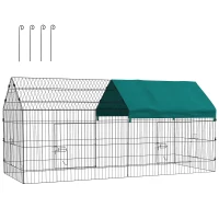 PawHut 87" Small Animal Cage with Roof, Indoor/Outdoor Use,  for Chicken, Rabbits, Chinchillas, Green(m-11)