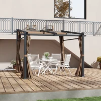 Outsunny Metal Pergola with Sliding Roof Canopy, Retractable Pergola Canopy, 10' x 10', Coffee(m-8)