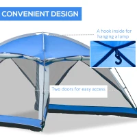 Outsunny 12' x 12' Screen House Room, 8 Person Camping Tent w/ Carry Bag and 4 Mesh Walls for Hiking, Backpacking, and Traveling, Easy Set Up, Royal Blue(m-6)