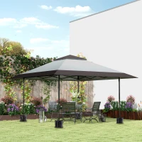 Outsunny 13' x 13' Pop Up Canopy Tent, UPF50+ Tents for Parties, Height Adjustable, with Wheeled Carry Bag and 4 Sand Bags, Gray(m-10)