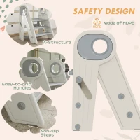Qaba Foldable & Adjustable Kitchen Stool Helper with Handles, Non-Slip, for Bathroom, Sink, Kitchen, Gray(m-6)