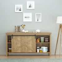 HOMCOM 6FT Antique Sliding Barn Wood Door Hardware Kit Cabinet Closet Hanger Set for Single Door Coffee(m-8)