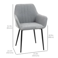 HOMCOM Dining Chairs Set of 2, Upholstered Linen Fabric Accent Chairs with Metal Legs, Light Grey(m-3)