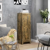 HOMCOM Kitchen Pantry Storage Cabinet with Adjustable Shelves, Small Storage Cabinet with Door and Shelves, Rustic Brown(m-7)