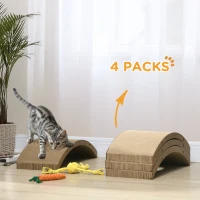 PawHut 4 Pack Cat Scratching Board Replacement for Cat Wheel, Brown(m-4)