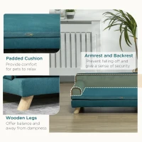 PawHut Large Dog Couch for a Fancy Dog Bed, Elevated Dog Sofa Bed with Washable Cover, Wooden Legs, Teal(m-6)