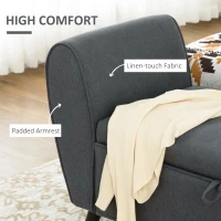 HOMCOM Modern Upholstered Storage Bench with Arms, Linen-Feel Fabric Ottoman Bench for Bedroom Entryway Living Room, Dark Gray(m-5)