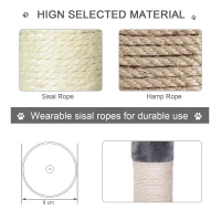 PawHut 102" Adjustable Height Floor to Ceiling Cat Tree, 5 Level Cat Tower with Scratching Posts, Hammock, Gray(m-6)