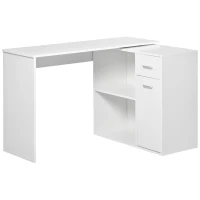 HOMCOM 180° Rotating Home Office Corner Desk Storage Shelf Cabinet White(m-2)