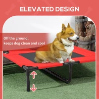 PawHut Elevated Dog Bed, Raised Dog Cot for M Sized Dogs, Indoor & Outdoor, 30" x 24" x 7", Red(m-5)