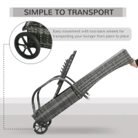 Outsunny Wicker Outdoor Chaise Lounge, 5-Level Adjustable Backrest PE Rattan Pool Lounge Chair with Wheels, Cushion & Headrest, Mixed Gray and Charcoal Gray(m-7)