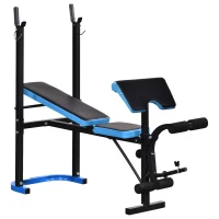 Soozier Adjustable Weight Bench with Barbell Rack and Leg Developer for Weight Lifting and Strength Training Multifunctional Workout Station for Home Gym Fitness, Black(m-2)