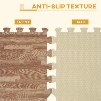 HOMCOM Soft EVA Foam Interlocking Floor Mats 96 Square Feet Exercise Workout Mat Kid Play Mat 24pcs (Dark Wood Grain)(m-9)