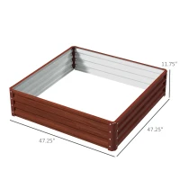 Outsunny Galvanized Raised Garden Bed, 4' x 4' x 1' Metal Planter Box, for Growing Vegetables, Flowers, Herbs, Succulents, Natural Wood(m-3)
