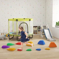 Outsunny 11 PCs Stepping Stones Kids with Non-slip Rubber, Stackable Balance River Stones for Obstacle Course Sensory Play, Outdoor Indoor for 3-8 Years Old(m-10)