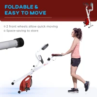 Soozier Foldable Indoor Stationary Bike with 8 Levels of Magnetic Resistance, Exercise Bike for Cardio Workout, Red(m-6)