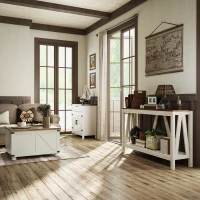 HOMCOM 52" Console Table, Farmhouse Narrow Entryway Table with Storage Shelf, Rustic Sofa Table with Anti-tipper for Living Room and Hallway, Oak(m-10)
